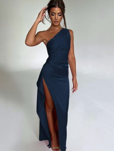 Saphira Satin Slit Dress