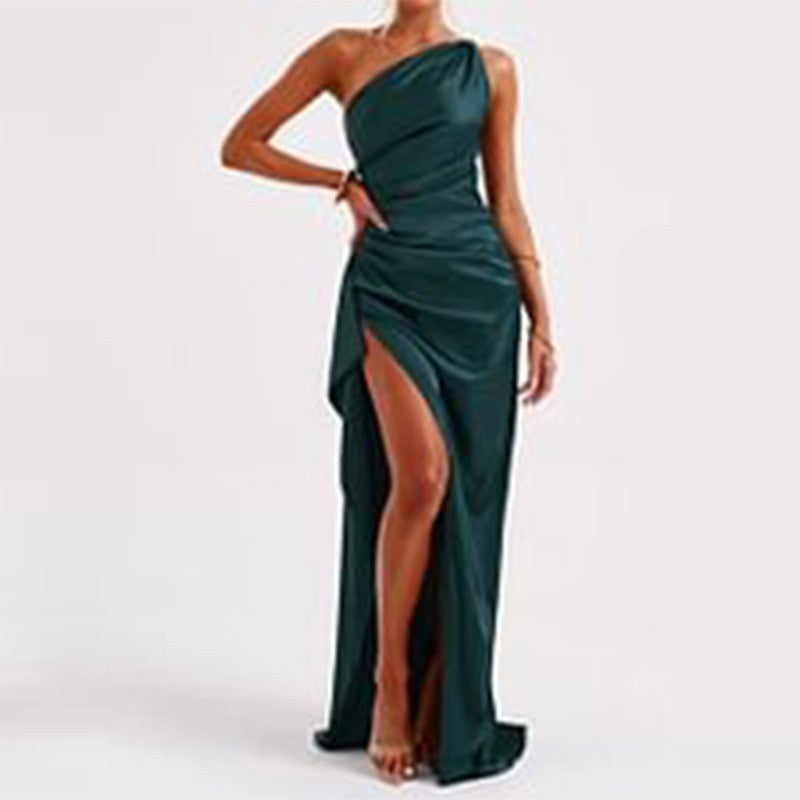 Saphira Satin Slit Dress